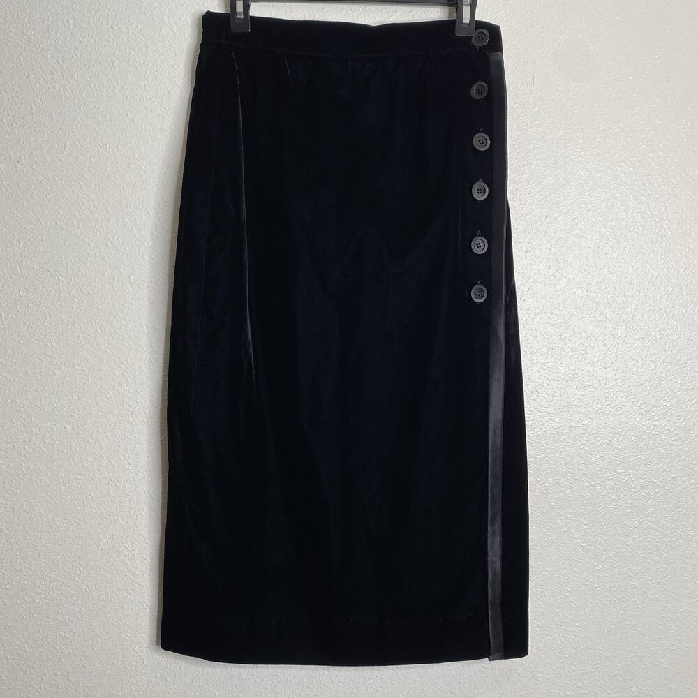 Vintage Escada Women’s Midi Skirt, Sz 40, Black Velvet, Germany 80’s